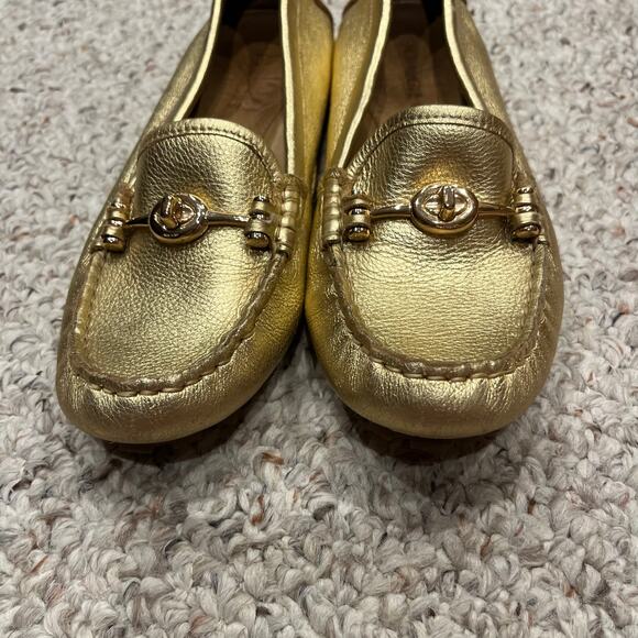 Coach Arlene Gold Metallic Driving Loafers Sz 6.5 B Womens Preppy Glam - Picture 7 of 7